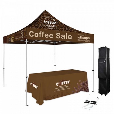 10' X 10' Custom Printed Pop Up Tent Kit With Table Throw