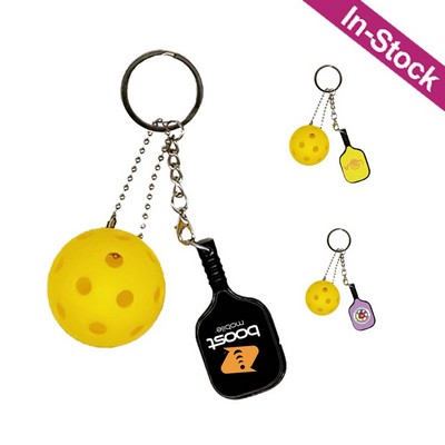 Pickleball Paddle & Ball Keychain Set