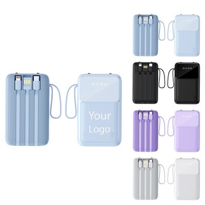 Portable Charger with Built-in Cables, 10000mAh Power Bank