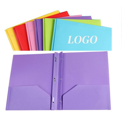 Plastic 2 Pocket Letter Size Heavyweight Folders with 3 Metal Prongs Fastener Clips