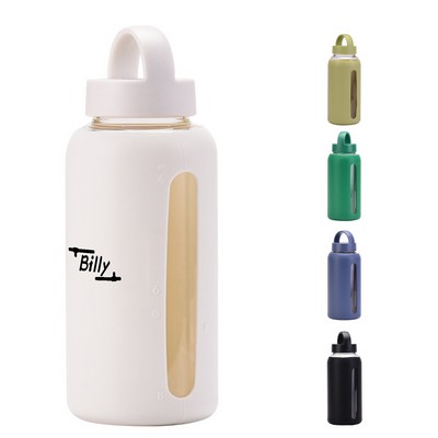 28Oz Glass Water Bottle w/ Protective Silicone Sleeve