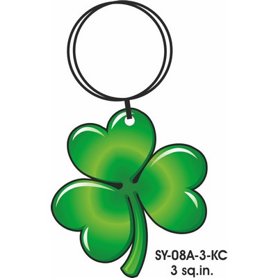 Shamrock Key Chain w/Clear Mirrored Back (3 Square Inch)