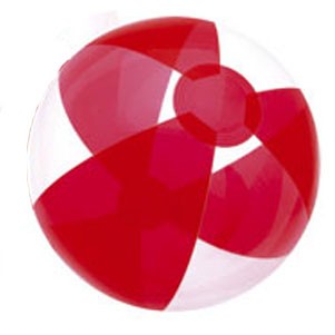 16" Inflatable Translucent Red/Clear Beach Ball