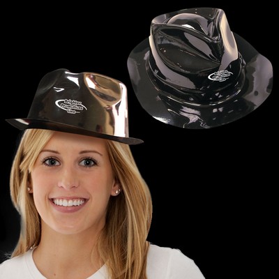 Black Plastic Fedora Gangster Hat