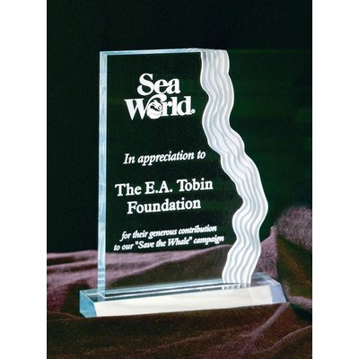 Clear Edge Acrylic Award w/ Frosted White Waterfall - 5 3/4"x 8"