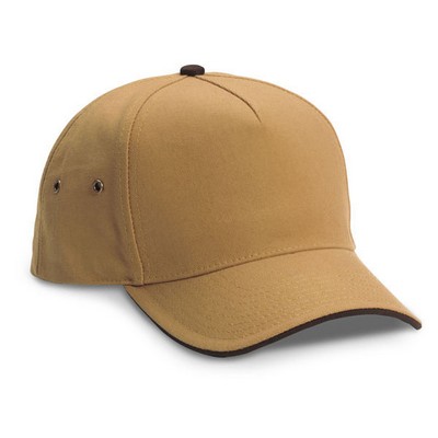 Low Crown Heavy Canvas 5 Panel Cap W/ Contrast Undervisor