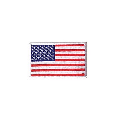 Reversed US Flag Embroidered Military Patch w/White Border