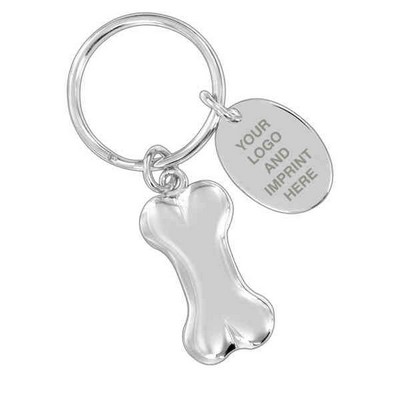 3D Dog Bone Shiny Chrome Metal Keychain (Overseas Production)