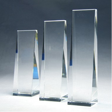 Upright Standing Pillar Crystal Trophy - Small (Laser Engraving)