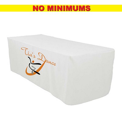 8' Fitted Dye Sub Tablecloth - White, Ivory and Silver - No Minimum!