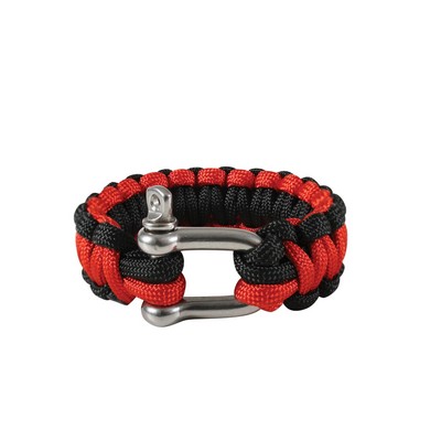 Red/Black Paracord Bracelet W/D-Shackle Closure