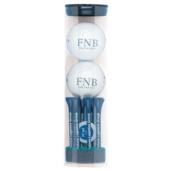 "Top Flite" Golf Ball Tube w/ 2 Balls, Eight 2-3/4" Tees & Ball Marker