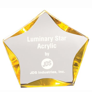 Clear Luminary Star Acrylic Award w/ Gold Trim (6")