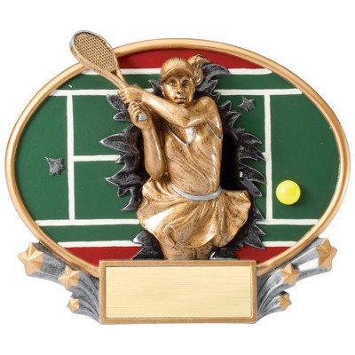 Tennis, Female - Xplosion Oval Resin Awards - 7-1/4" x 6" Tall