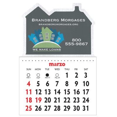 Designer Shaped Kwik-Stik Textured Vinyl Spanish Calendar w/ House Top