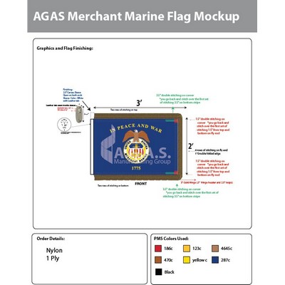 Merchant Marine Parade Flags 2x3 foot