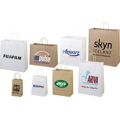 Natural Kraft Paper Shopping Bags w/Foil Imprint (18"x 7"x 18.75")