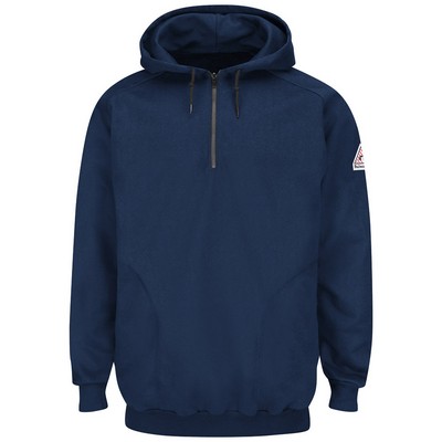 Bulwark Men's Flame Resistant Pullover Hooded Fleece Sweatshirt with 1/4 Zip