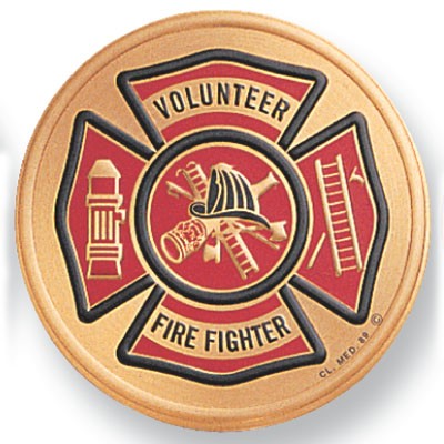 2" Firefighter Volunteer Embossed Litho Printed Medallion Insert Disc