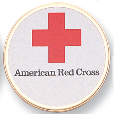 2" American Red Cross Etched Enameled Medallion Insert Disc