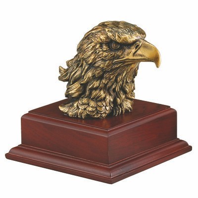 6½" Brass Eagle Head Trophy w/Wood Base