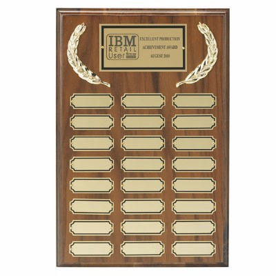 Genuine Walnut Plaque w/2 Gold Wreath Halves & 12 Name Plates (9"x12")