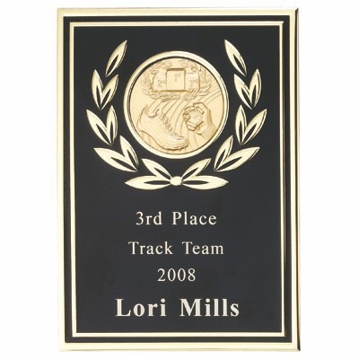 Screened Aluminum Plate w/Florentine Edge & Wreathed 2" Insert (7"x10")