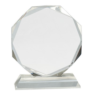 6" Clear Crystal Octagon on Clear Pedestal Base