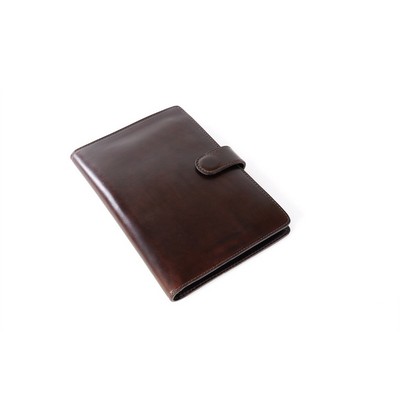 Vachetta Leather Padfolio Writing Journal w/ Tablet Sleeve - Walnut - Borlino