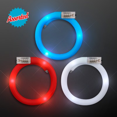 Flashing Tube Bracelets for 4th of July, Assorted Red, White & Blue - BLANK