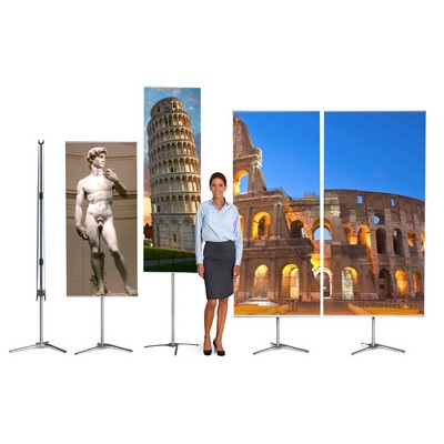 60"x90"H Adj Portable Pole System, Kit w/Graphic