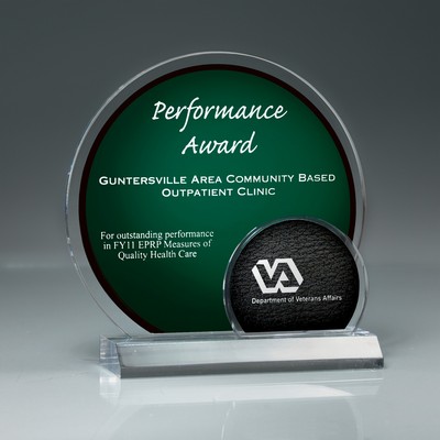 Green Arched Brilliance Lucite Award on Clear Base (Includes Laser in 2 Locations)