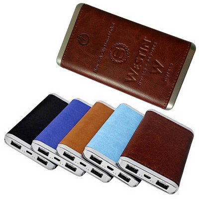 Leather Wrapped Cover Phone Charger Power Bank 6000 mAh