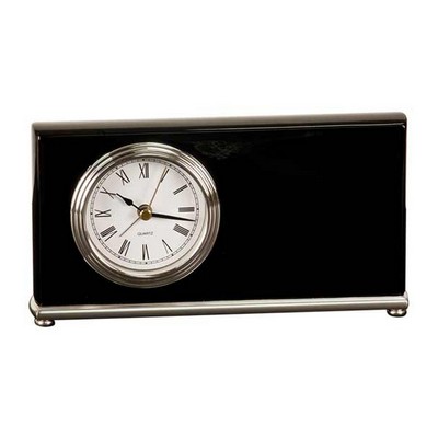 Ebony Piano Finish Horizontal Desk Clock, 7-1/2" x 4"