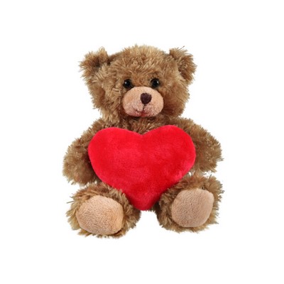 soft plush Mocha Curly Sitting Bear with heart