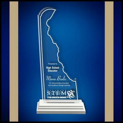 13" Delaware Clear Acrylic Award with a Wood Base