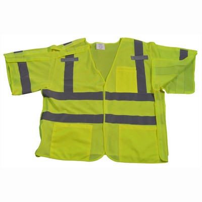 Lime Mesh ANSI 107-2015 Class 3 Breakaway Short Sleeve Vest