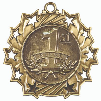 2 1/4" Antique Bronze 3rd Place Ten Star Medal