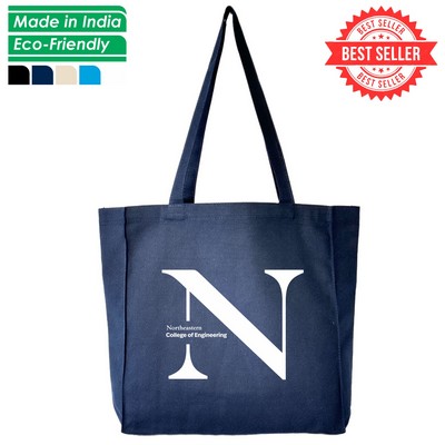 Grocery Shopping Canvas Tote Bag - Navy Blue