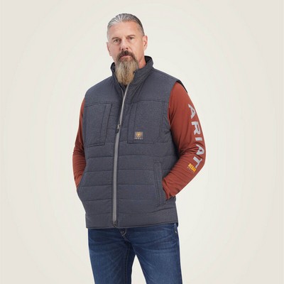 Ariat® Men's Charcoal Heather Rebar® Valiant Stretch Canvas Insulated Vest