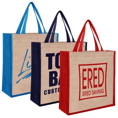 Two Tone Jute Tote Bag