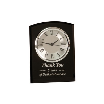 6.25" Black Square Arch Glass Self Standing Clock