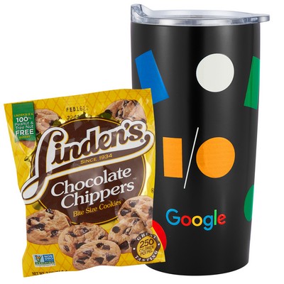 Promo Revolution - 20 Oz. Vacuum Sealed Straight Tumbler Gift Set w/Chocolate Chip Cookies