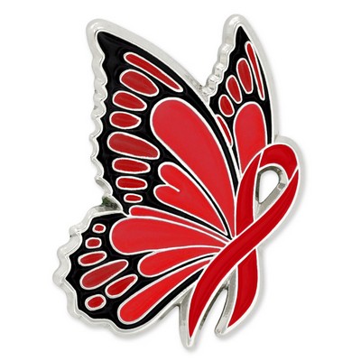 Red Ribbon Butterfly Pin