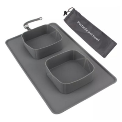 Silicone Outdoor Travel Dual Bowl Feeder