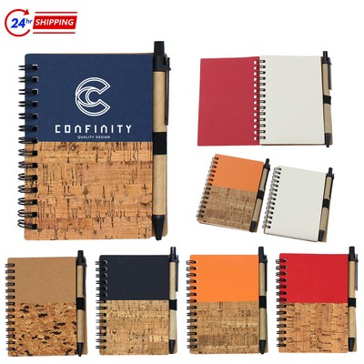 Wood Grain Spiral Notepad & Pen Set