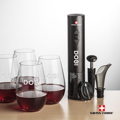 Swiss Force® Opener & 4 Boston Stemless Wine