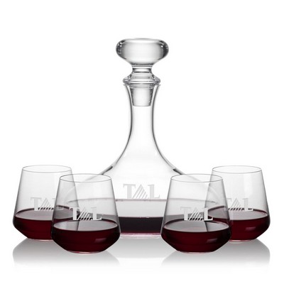 Stratford Decanter & 4 Cannes Stemless Wine