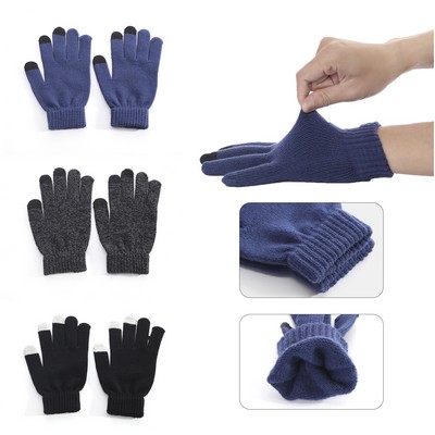 Solid Color Knit Touch Screen Gloves