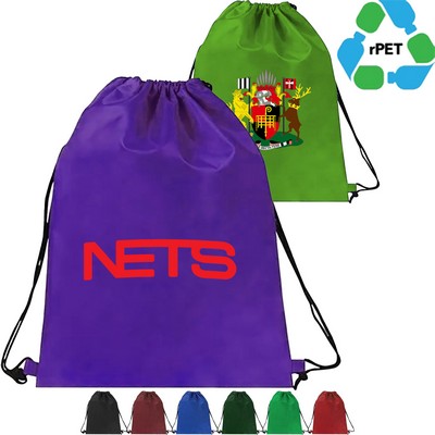 15"X18" Eco-Friendly rPET Recycled 210D Polyester Drawstring Backpack